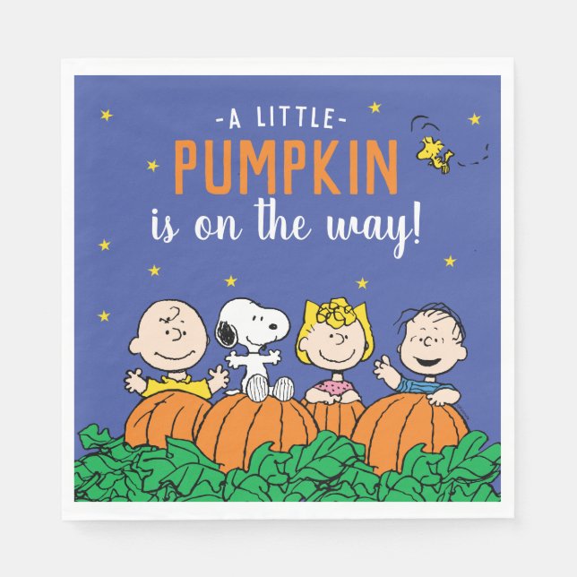 Charlie Brown och Gang Pumpkin Baby Shower Pappersservett (Framsidan)