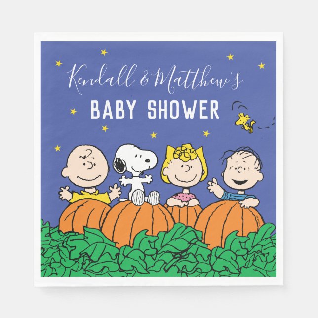 Charlie Brown och Gang Pumpkin Baby Shower Pappersservett (Framsidan)