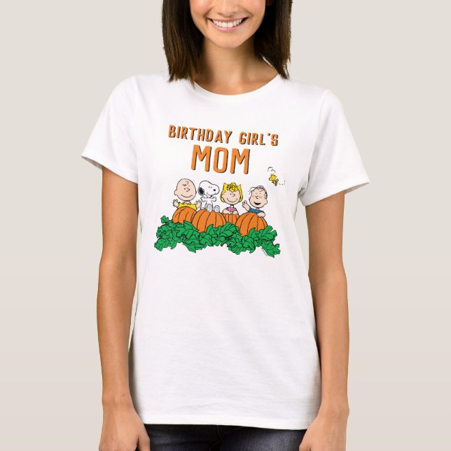 Charlie Brown och Gang Pumpkin Birthday Mamma T Shirt (Framsida)