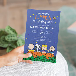 Charlie Brown och Gang Pumpkin First Birthday Inbjudningar