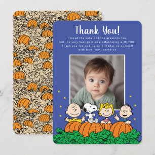Charlie Brown och Gang Pumpkin First Birthday Tack Kort