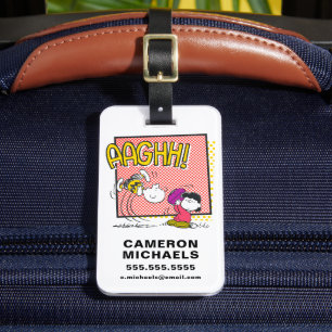 Charlie Brown och Lucy Football Tecknad Graphic Bagagebricka