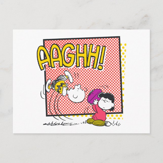 Charlie Brown och Lucy Football Tecknad Graphic Vykort (Framsida)