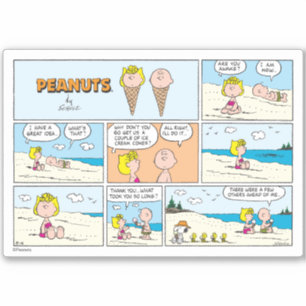 Charlie Brown och Sally Ice Cream vid stranden Klistermärken