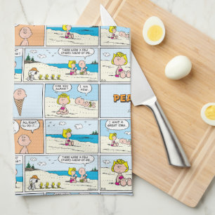 Charlie Brown och Sally Ice Cream vid stranden Kökshandduk