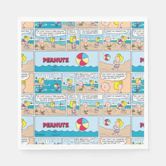 Charlie Brown och Sally vid stranden Pappersservett (Framsidan)