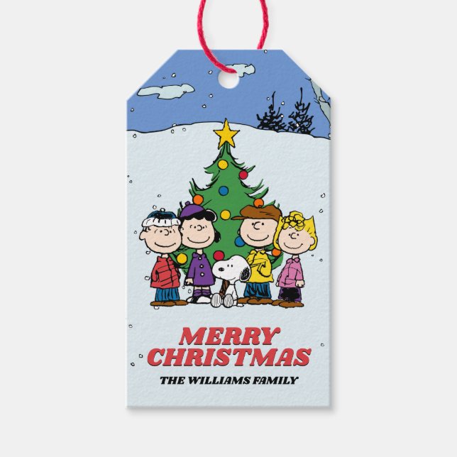Charlie Brown och vänner jul Presentetikett (Framsidan)