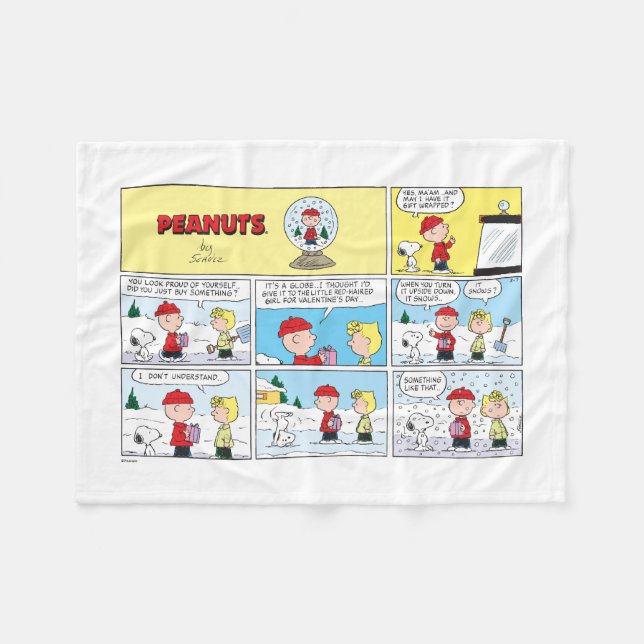 Charlie Brown | Snö Globe Fleecefilt (Framsidan (Horisontell))