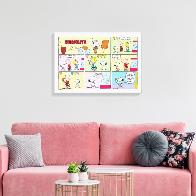 Charlie Brown, Snoopy och Sally | Ice Cream Canvastryck (Insitu (Vardagsrum))