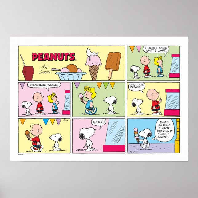 Charlie Brown, Snoopy och Sally | Ice Cream Poster (Framsidan)