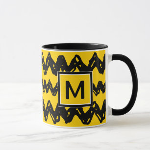 Charlie Brown Zig Zag Mönster Lägg till Monogram Mugg