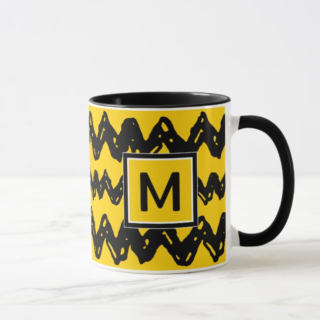 Charlie Brown Zig Zag Mönster | Lägg till Monogram Mugg (Höger)