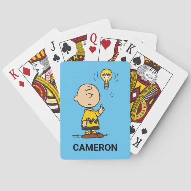 Charlie Browns ljus Bulb Idea-spelkort Casinokort (Baksidan)