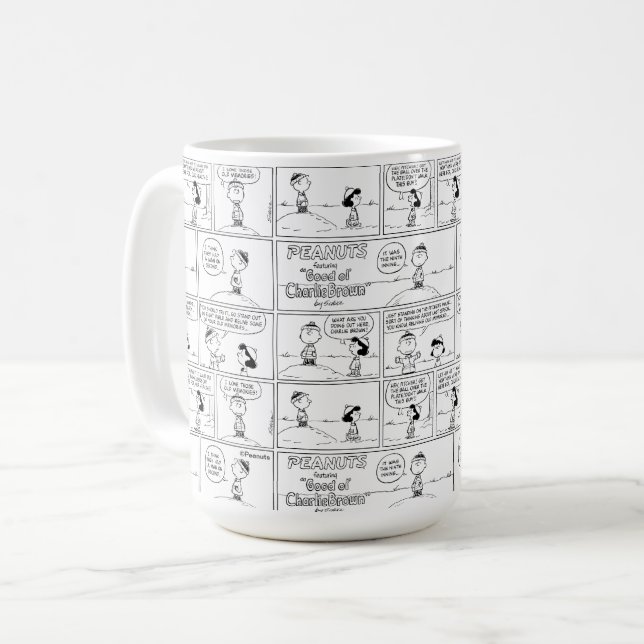 Charlie Browns minnen på Pitchers klocka Kaffemugg (Framsida vänster)