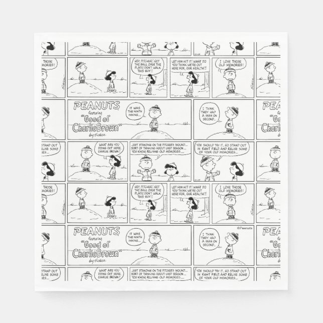 Charlie Browns minnen på Pitchers klocka Pappersservett (Framsidan)