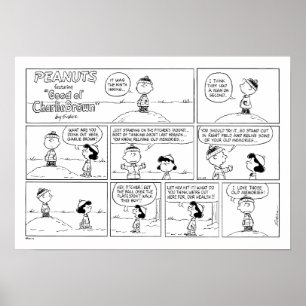 Charlie Browns minnen på Pitchers klocka Poster