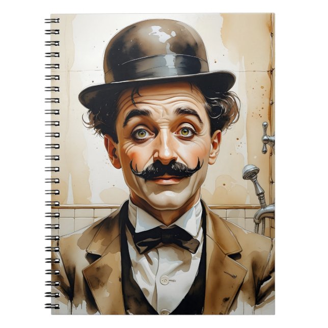 charlie chaplin funny in bathroom  anteckningsbok (Framsidan)