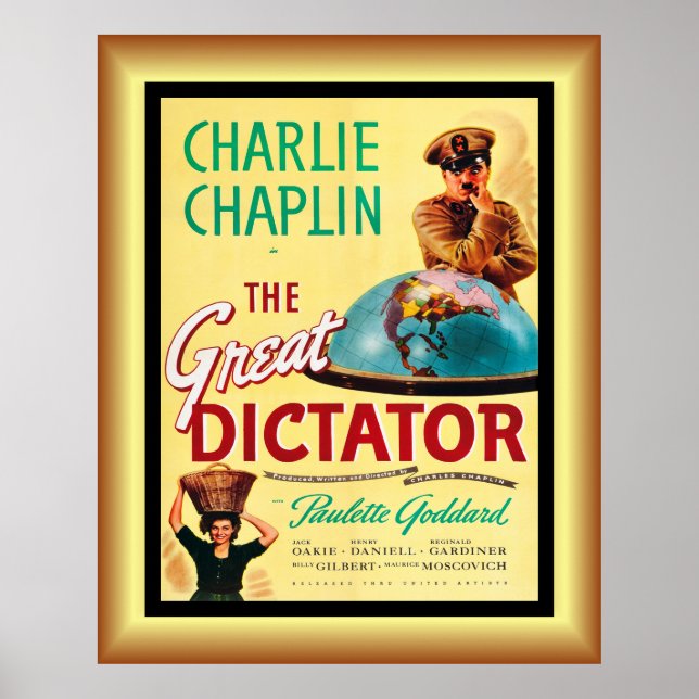 Charlie Chaplin's ~ Den Underbara diktatorn 1940 ~ Poster (Framsidan)