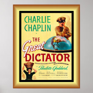 Charlie Chaplin's ~ Den Underbara diktatorn 1940 ~ Poster