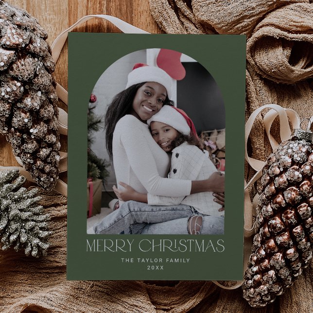CHARLIE Grönt Arch Julafton Photo Roligt God jul Julkort (CHARLIE Green Arch Xmas Photo Fun Merry Christmas Holiday Card)