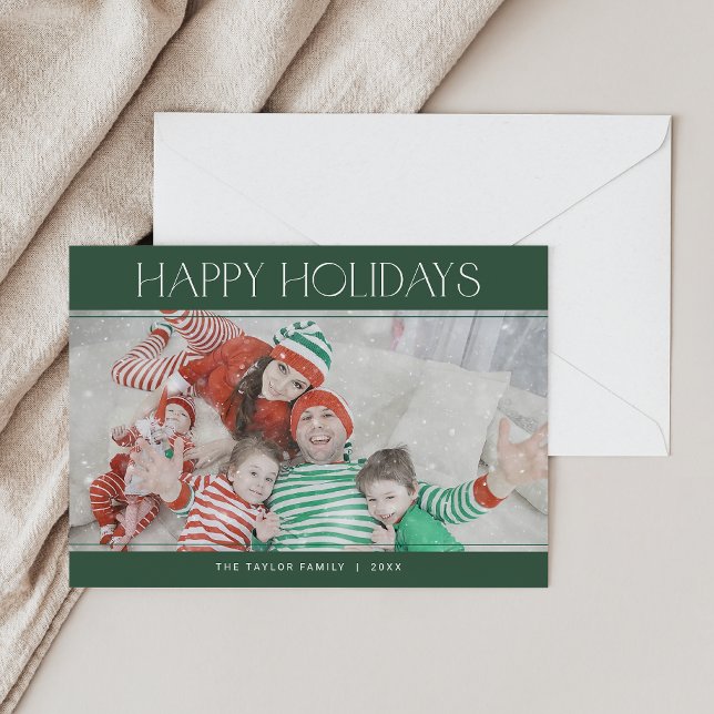 CHARLIE Grönt Glad helg Julafton Photo Jul Julkort (CHARLIE Green Happy Holidays Xmas Photo Christmas Holiday Card)