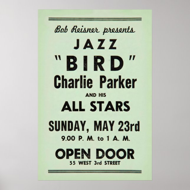 Charlie Parker jazzaffisch - Open Door - 1954 2 Poster (Framsidan)