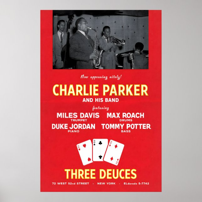 Charlie Parker - Miles Davis jazzaffisch - Tre Poster (Framsidan)