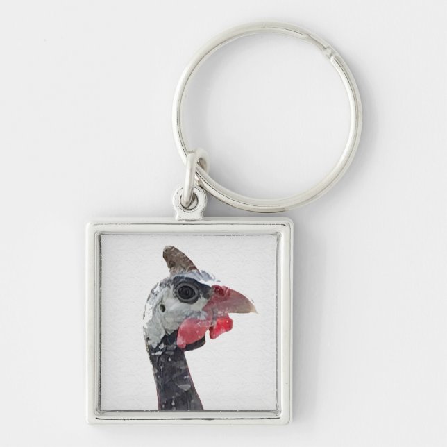 Charlie Premium Square Fyrkantig Silverfärgad Nyckelring (Framsidan)