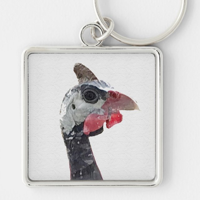 Charlie Premium Square Fyrkantig Silverfärgad Nyckelring (Framsidan)