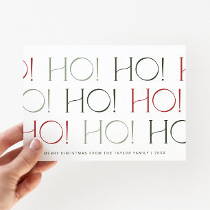 CHARLIE Red Grönt Roligt Ho Ho Ho Family Jul Julkort