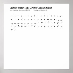 Charlie Script Teckensnittstecken kontakt Lakan Poster