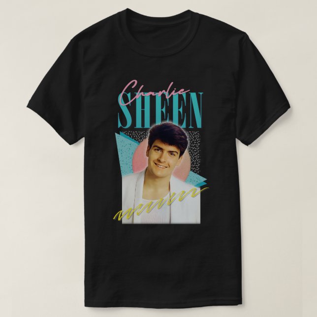 Charlie Sheen 80s Aesthetic T Shirt (Design framsida)