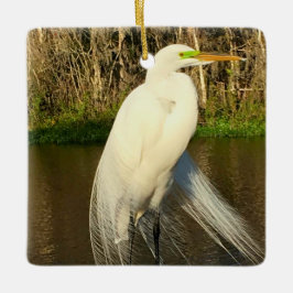 Charlie The Great Egret Julgransprydnad Keramik
