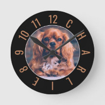 Charlie's Clock - Puppy Namn Round Clock