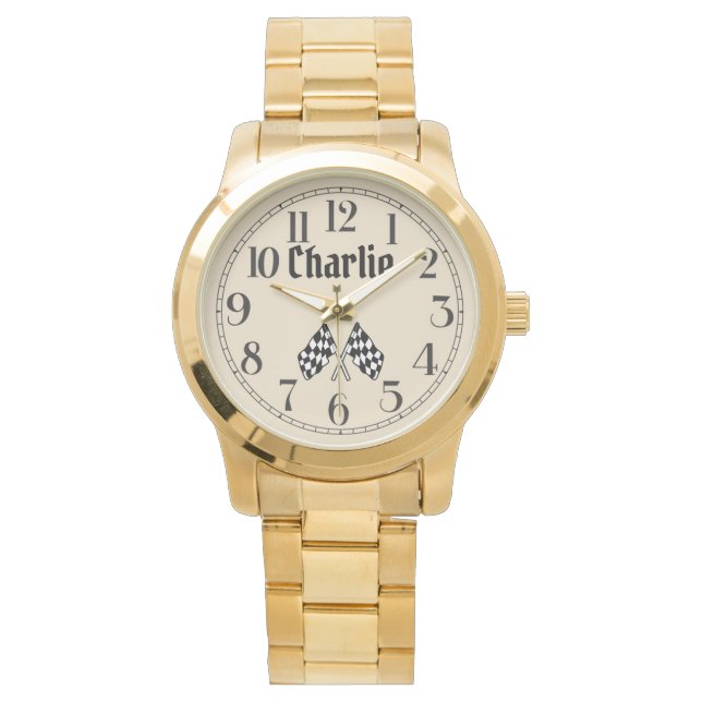 Charlie's Crossed Checkered Flaggor Watch Armbandsur (Framsida)