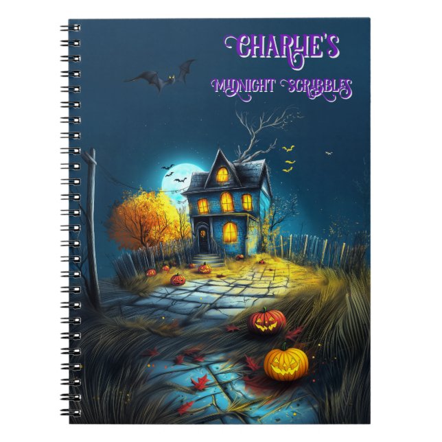 Charlie's Midnight Scribbles Haunted House Noteboo Anteckningsbok (Framsidan)