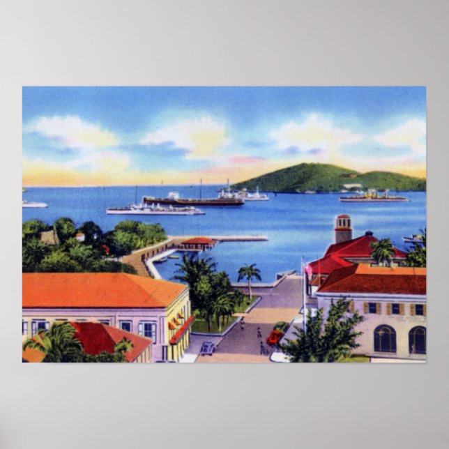 Charlotte Amalie St. Thomas Virgin Islands Downtow Poster (Framsidan)