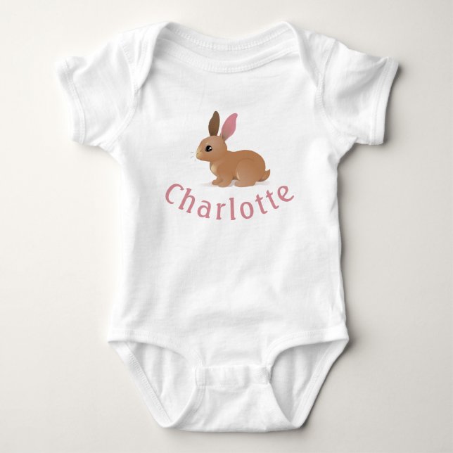 Charlotte Anpassningsbar Bunny Nursery Girls Namn  T Shirt (Framsida)