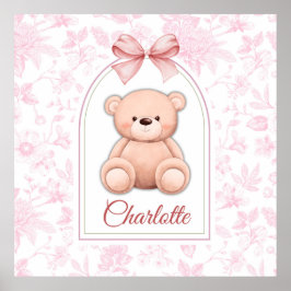 Charlotte | Anpassningsbar Rosa Nalle Försörjnings Poster