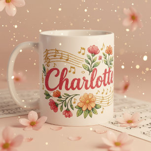 Charlotte Blommig Musiketentag Glittermugg Kaffemugg
