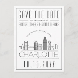 Charlotte Bröllop | Stiliserad Skyline Spara datum Vykort