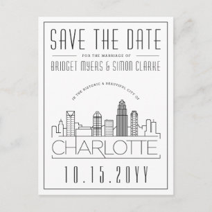 Charlotte Bröllop Stiliserad Skyline Spara datum Vykort