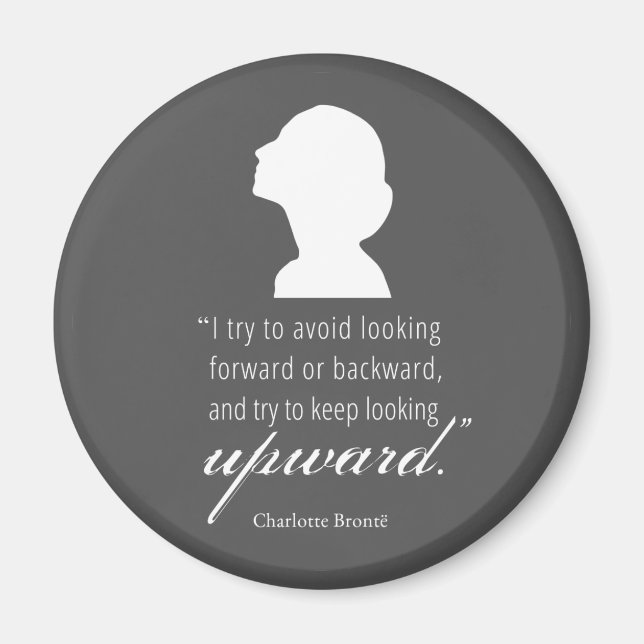 Charlotte Bronte - Behållan Tittar uppåt - svart Magnet (Framsidan)