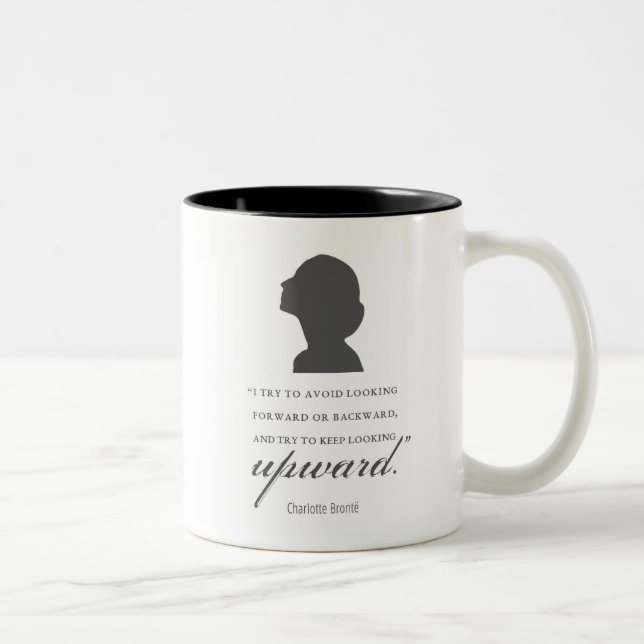 Charlotte Bronte - Behållan Tittar uppåt - vit Två-Tonad Mugg (Höger)