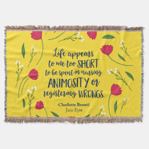 Charlotte Bronte Jane Eyre Blommigt Life Bok Quote Filt