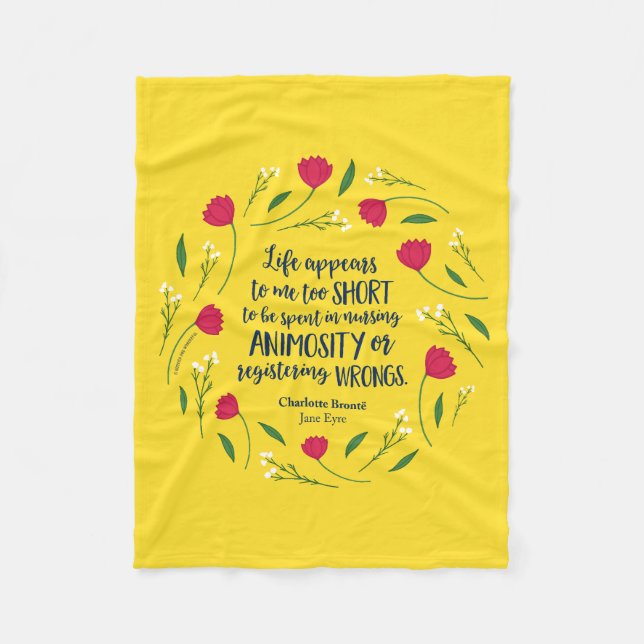 Charlotte Bronte Jane Eyre Blommigt Life Bok Quote Fleecefilt (Framsidan)