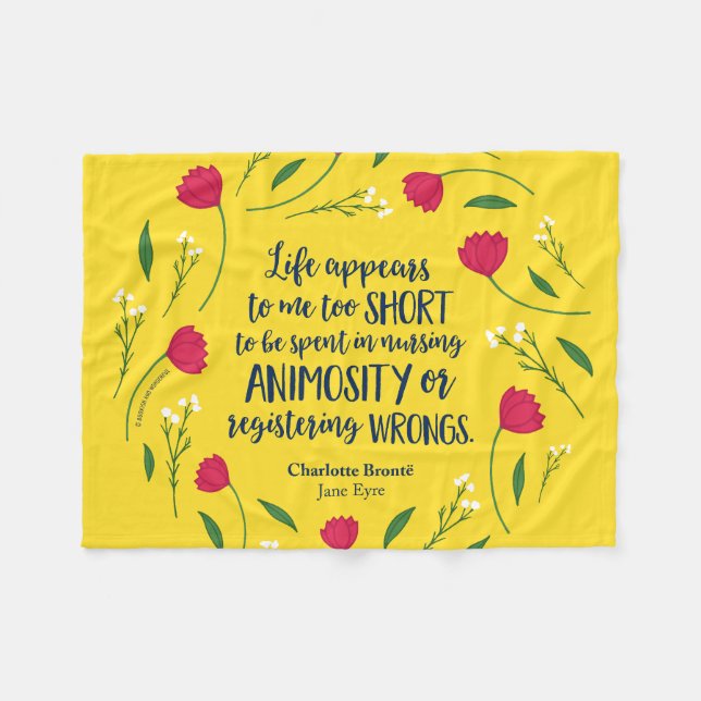 Charlotte Bronte Jane Eyre Blommigt Life Bok Quote Fleecefilt (Framsidan (Horisontell))