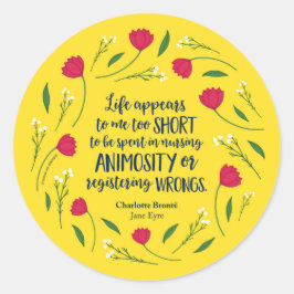 Charlotte Bronte Jane Eyre Blommigt Life Bok Quote Runt Klistermärke