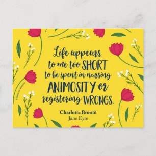 Charlotte Bronte Jane Eyre Blommigt Life Bok Quote Vykort
