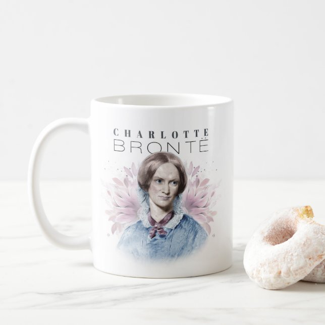 Charlotte Bronte Porträtt by Richmond with Flowers Kaffemugg (Med munk)